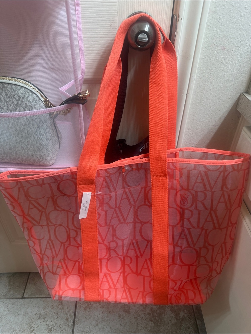 Victoria's Secret Coral Logo Tote